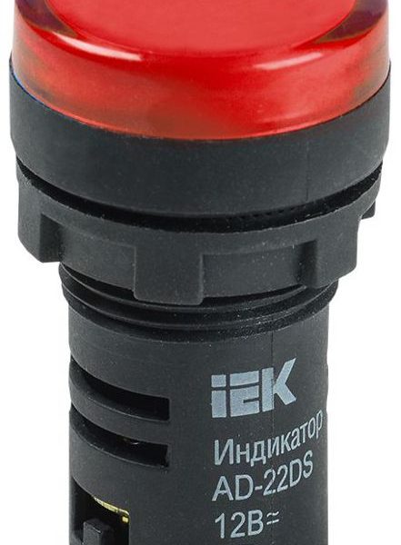 Лампа светосигнальная AD22DS d22мм 12В AC/DC красн