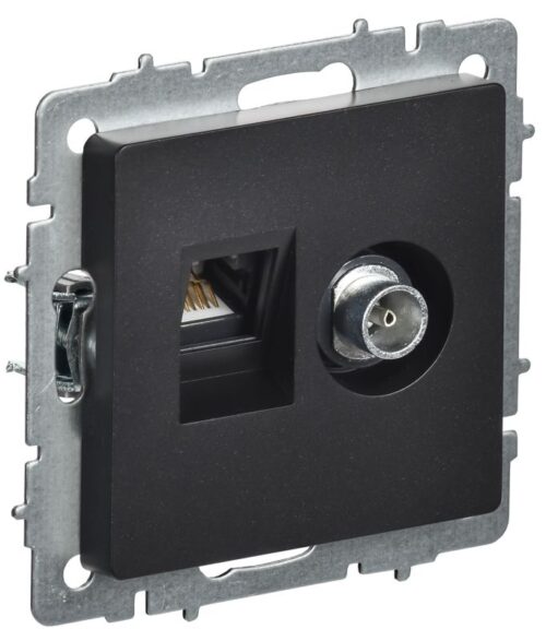 Розетка компьютерная + телевизионная 2-м Brite РТВ/РК12-БрЧ RJ45 кат.5E + TV механизм черн