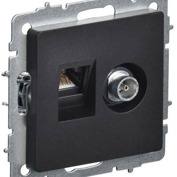 Розетка компьютерная + телевизионная 2-м Brite РТВ/РК12-БрЧ RJ45 кат.5E + TV механизм черн