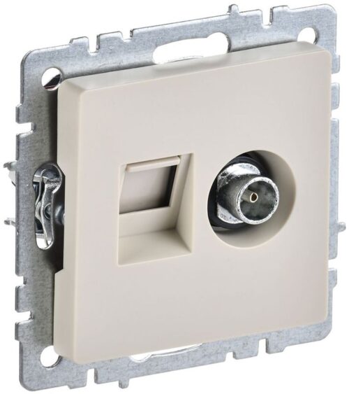 Розетка компьютерная + телевизионная 2-м Brite РТВ/РК12-БрКр RJ45 кат.5E + TV механизм беж