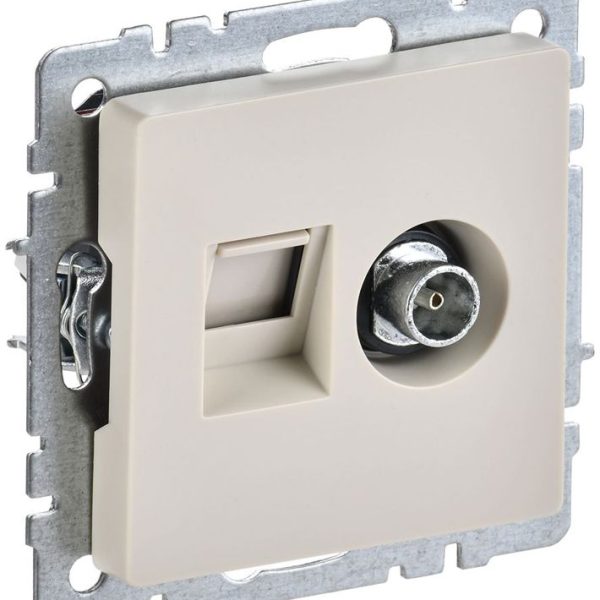 Розетка компьютерная + телевизионная 2-м Brite РТВ/РК12-БрКр RJ45 кат.5E + TV механизм беж