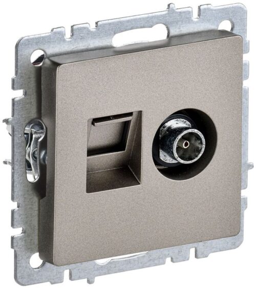 Розетка компьютерная + телевизионная 2-м Brite РТВ/РК12-БрШ RJ45 кат.5E + TV механизм шампань