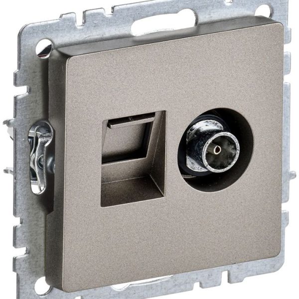 Розетка компьютерная + телевизионная 2-м Brite РТВ/РК12-БрШ RJ45 кат.5E + TV механизм шампань