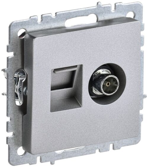 Розетка компьютерная + телевизионная 2-м Brite РТВ/РК12-БрА RJ45 кат.5E + TV механизм алюм