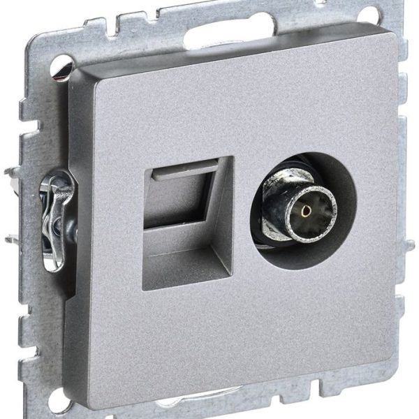 Розетка компьютерная + телевизионная 2-м Brite РТВ/РК12-БрА RJ45 кат.5E + TV механизм алюм