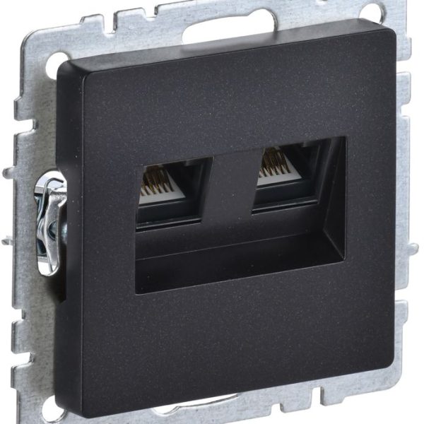 Розетка компьютерная двойн. СП RJ45 кат.5E BRITE РК10-2-БрЧ механизм черн