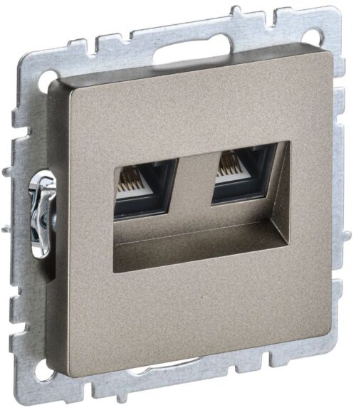 Розетка компьютерная двойн. СП RJ45 кат.5E BRITE РК10-2-БрШ механизм шампань