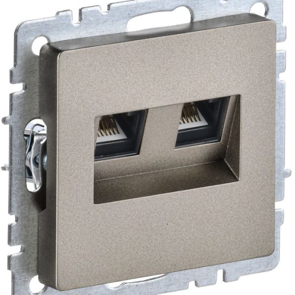 Розетка компьютерная двойн. СП RJ45 кат.5E BRITE РК10-2-БрШ механизм шампань