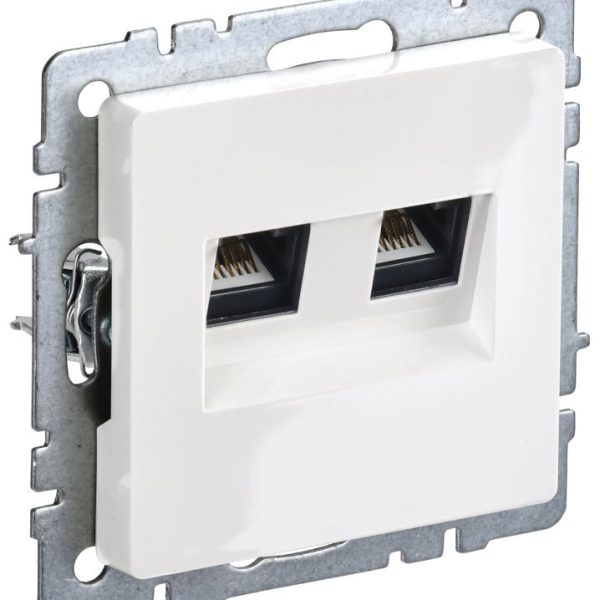 Розетка двойная СП RJ11+RJ45 кат.5E BRITE РК/Т12-БрБ механизм бел