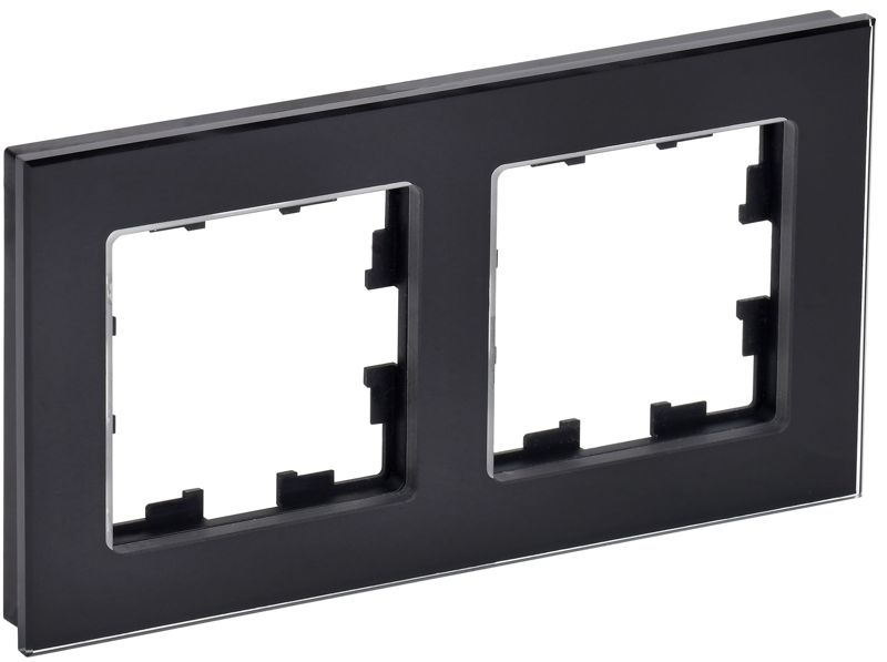 Рамка 2-м BRITE РУ-2-2-БрЧ стекло черн