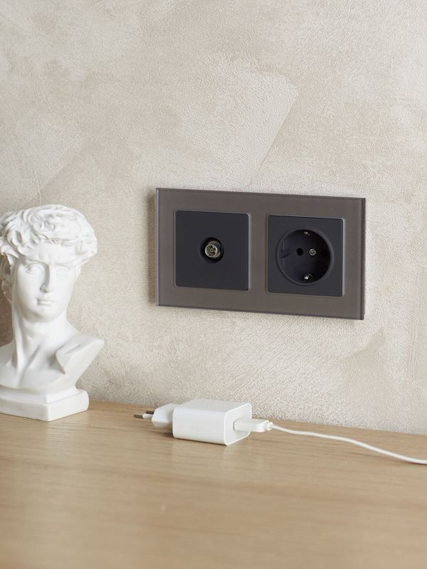 Рамка 2-м BRITE РУ-2-2-БрСе стекло сер — изображение 6