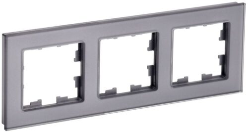 Рамка 3-м BRITE РУ-3-2-БрСе стекло сер