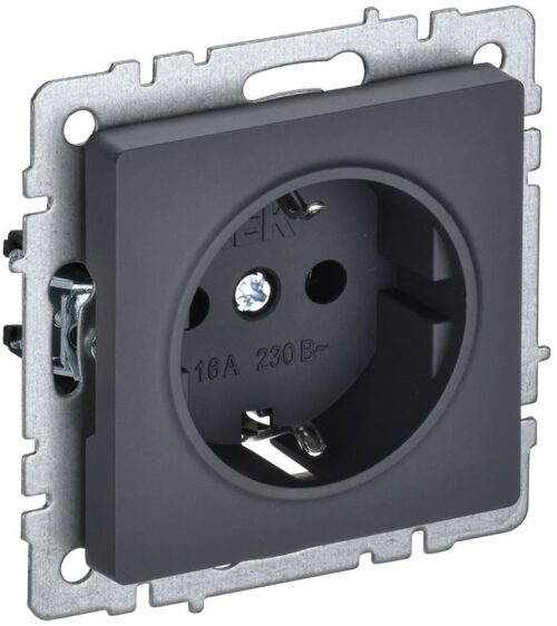 Розетка 1-м СП BRITE РС11-1-0-БрГ 16А с заземл. без защ. шторки механизм графит