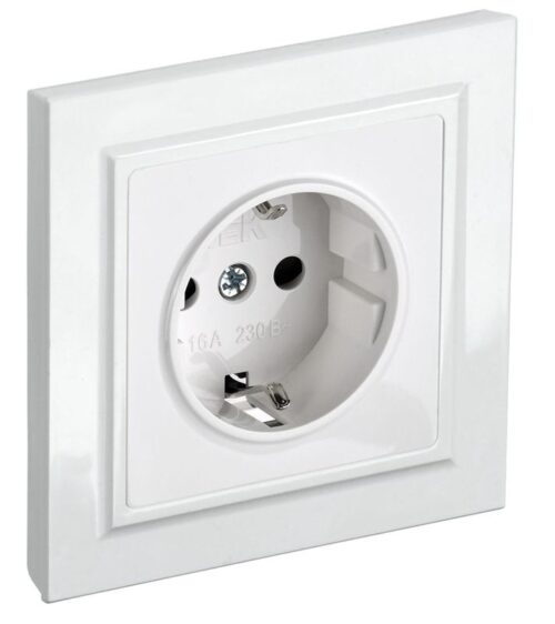 Розетка BRITE РСР14-1-0-БрБ 16А в сборе с заземл. защ. шторки бел