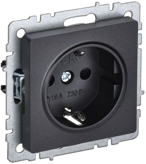 Розетка BRITE РС14-1-0-БрЧ 16А с заземл. защ. шторки механизм черн
