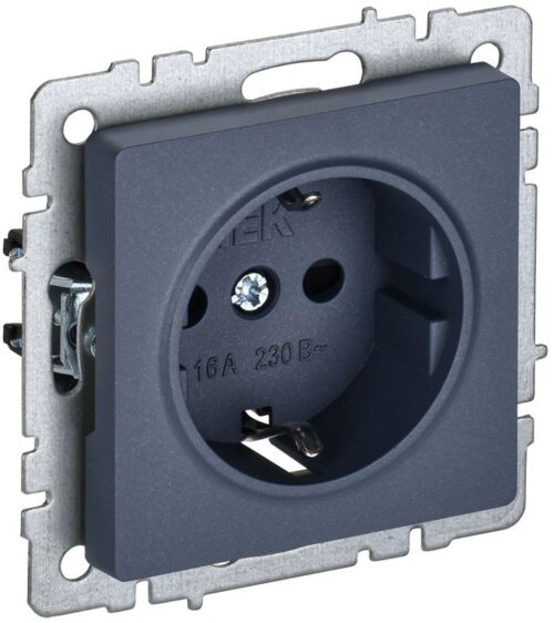 Розетка 1-м СП BRITE РС14-1-0-БрМ 16А с заземл. защ. шторки механизм маренго