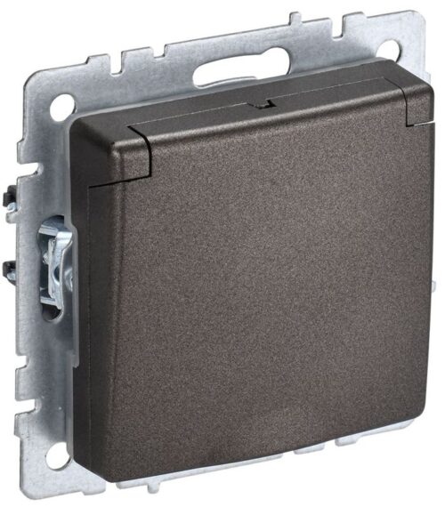 Розетка BRITE РСбш10-3-44-БрТБ 16А IP44 с заземл. защ. шторки с крышкой механизм бронза