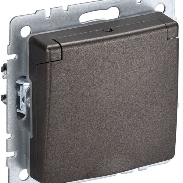 Розетка BRITE РСбш10-3-44-БрТБ 16А IP44 с заземл. защ. шторки с крышкой механизм бронза