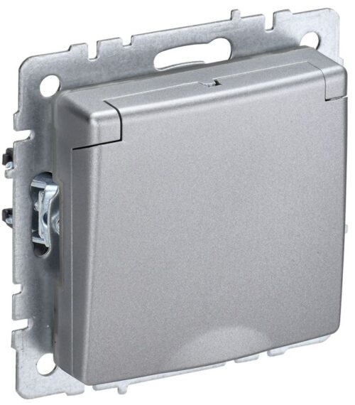 Розетка BRITE РСбш10-3-44-БрА 16А IP44 с заземл. защ. шторки с крышкой механизм алюм