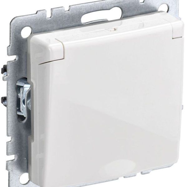 Розетка BRITE РСбш10-3-БрБ 16А IP20 с заземл. защ. шторки с крышкой механизм бел
