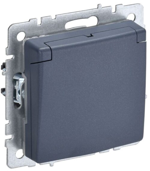 Розетка BRITE РСбш10-3-БрМ 16А IP20 с заземл. защ. шторки с крышкой механизм маренго