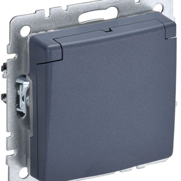 Розетка BRITE РСбш10-3-БрМ 16А IP20 с заземл. защ. шторки с крышкой механизм маренго