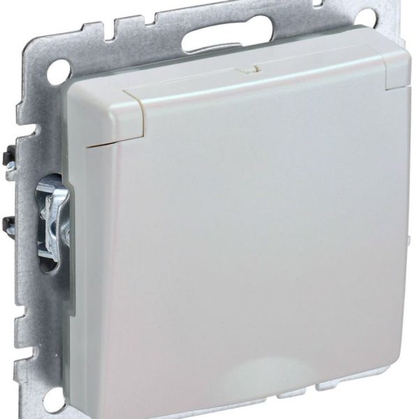 Розетка BRITE РСбш10-3-БрЖ 16А IP20 с заземл. защ. шторки с крышкой механизм жемчуж
