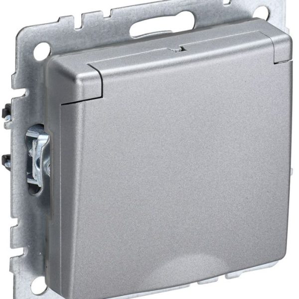 Розетка BRITE РСбш10-3-БрА 16А IP20 с заземл. защ. шторки с крышкой механизм алюм