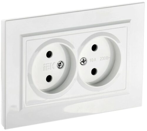 Розетка 2-м СП BRITE РС12-2-БрБ 10А в сборе без заземл. без защ. шторок бел