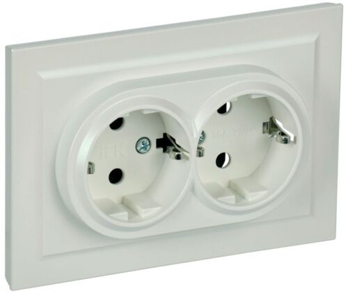 Розетка 2-м СП BRITE РС12-3-БрЖ 16А в сборе с заземл. без защ. шторок жемчуж