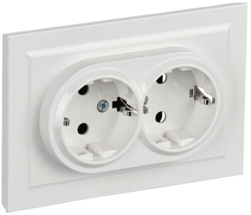 Розетка 2-м СП BRITE РСш12-3-БрБ 16А в сборе с заземл. защ. шторки бел