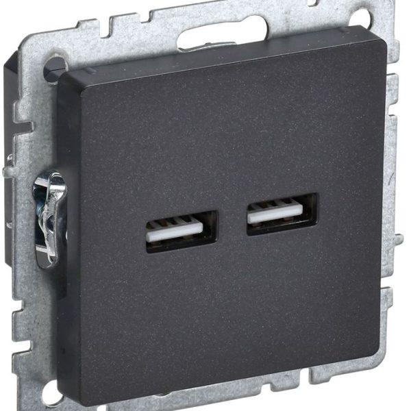 Розетка BRITE USB A+A 3.1А РЮ10-1-БрЧ механизм черн