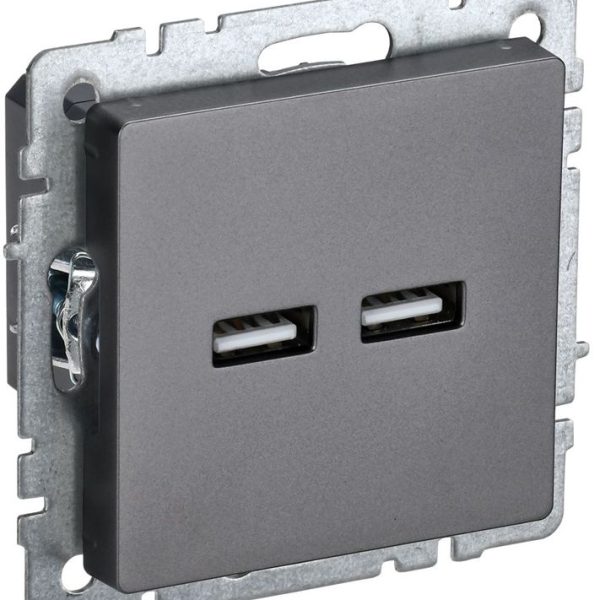Розетка BRITE USB A+A 3.1А РЮ10-1-БрС механизм сталь