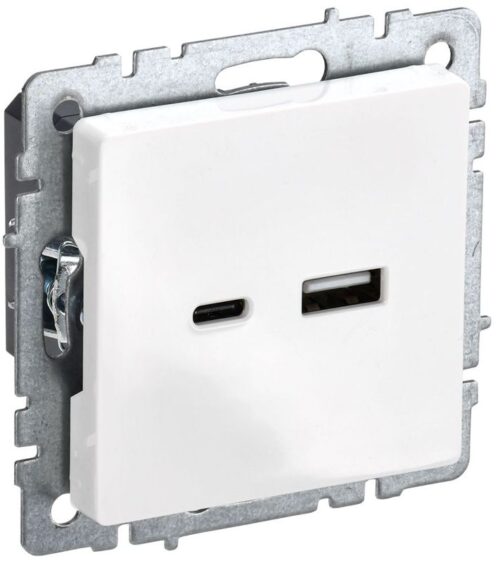 Розетка BRITE USB A+C 18Вт РЮ11-1-БрБ механизм бел