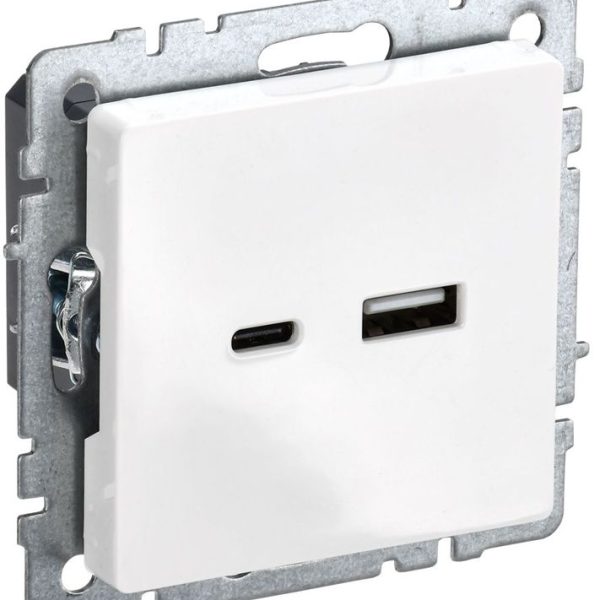 Розетка BRITE USB A+C 18Вт РЮ11-1-БрБ механизм бел