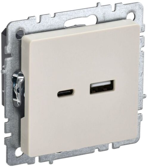 Розетка BRITE USB A+C 18Вт РЮ11-1-БрКр механизм беж