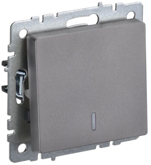 Выключатель 1-кл. СП BRITE ВС10-1-1-БрС 10А с индик. механизм сталь