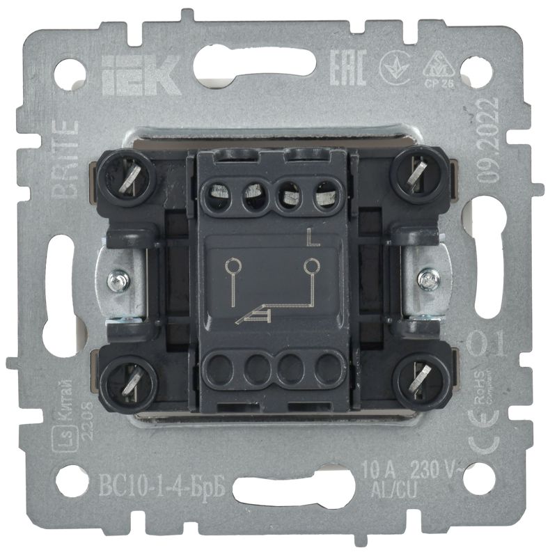 Выключатель 1-кл. СП BRITE ВС10-1-4-БрБ 10А самовозвратн. механизм бел — изображение 4