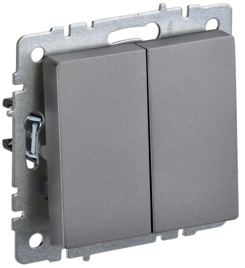 Выключатель 2-кл. СП BRITE ВС10-2-0-БрС 10А механизм сталь