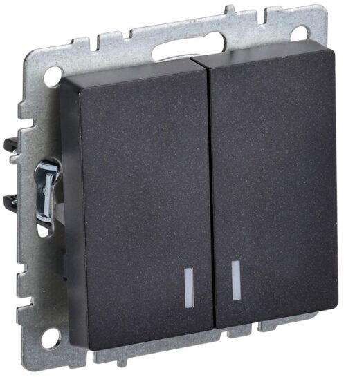 Выключатель 2-кл. СП BRITE ВС10-2-1-БрЧ 10А с индик. механизм черн