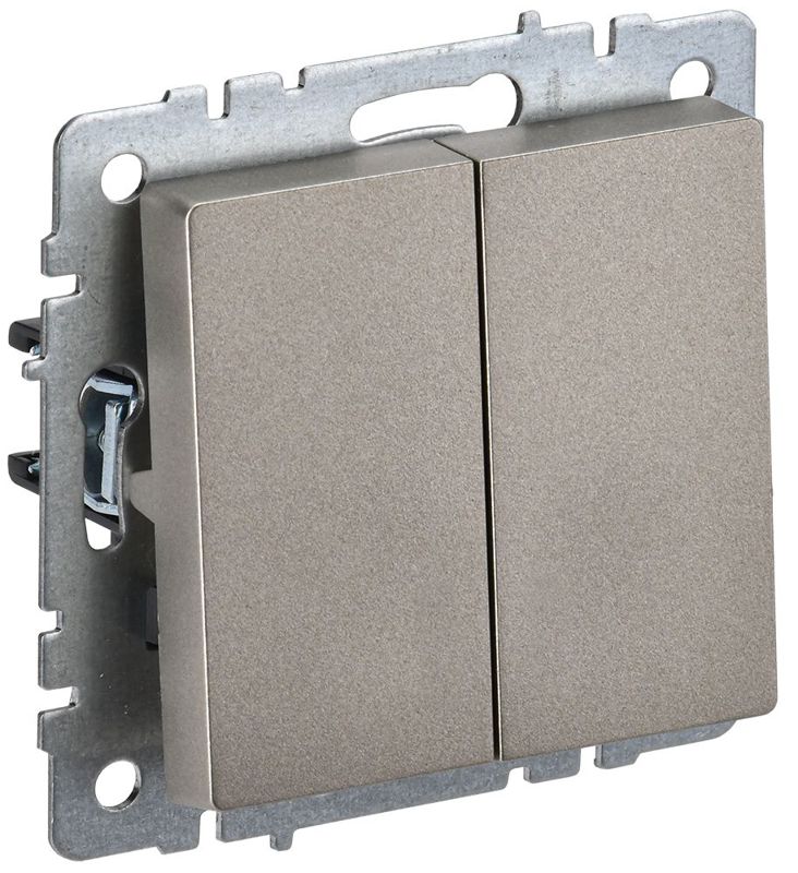 Выключатель проходной 2-кл. СП BRITE ВС10-2-6-БрШ 10А механизм шампань