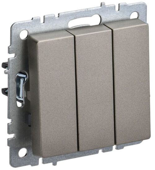 Выключатель 3-кл. СП BRITE ВС10-3-0-БрШ 10А механизм шампань