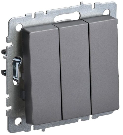 Выключатель 3-кл. СП BRITE ВС10-3-0-БрС 10А механизм сталь