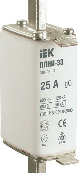 Вставка плавкая ППНИ-33 25А габарит 0