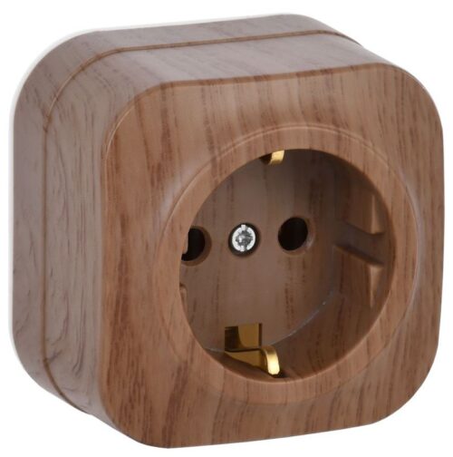 Розетка 1-м ОП GLORY РС20-3-ХД 16А с заземл. дуб