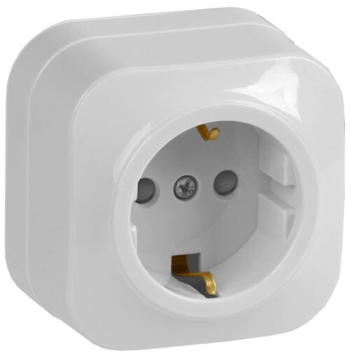 Розетка 1-м ОП GLORY РСш20-3-ХБ 16А с заземл. защ. шторки бел
