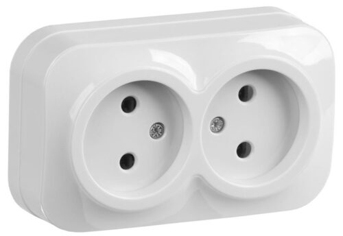 Розетка 2-м ОП GLORY РС22-2-ХБ 10А без заземл. бел