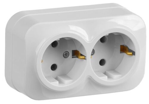 Розетка 2-м ОП GLORY РС22-3-ХБ 16А с заземл. бел