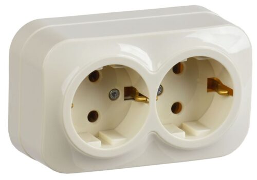 Розетка 2-м ОП GLORY РС22-3-ХК 16А с заземл. крем