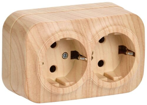 Розетка 2-м ОП GLORY РС22-3-ХС 16А с заземл. сосна